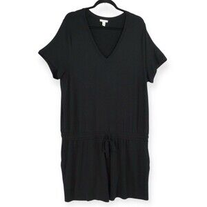 Daily Ritual NEW Womens XXL 2X Black One piece Romper Short Sleeve Drop Waist